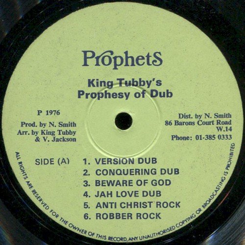 Yabby U – King Tubby's Prophesy Of Dub vinyl cover